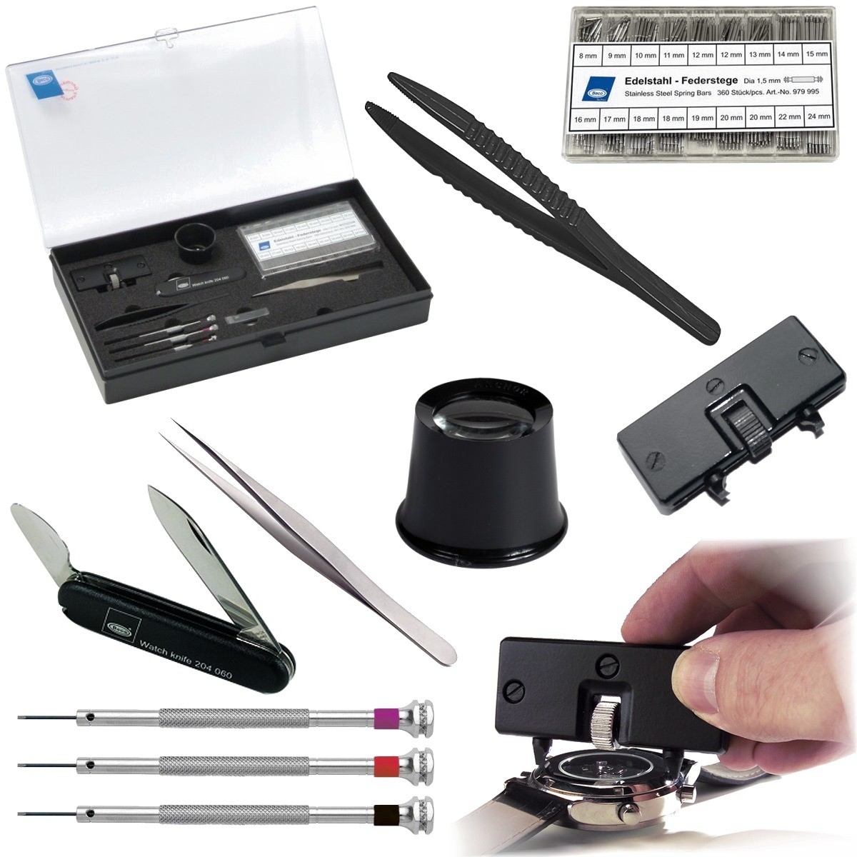 BULLONGÈ Uhrmacher Werkzeug Set BECO TECHNIC - Professionell Für Batteriewechsel & Armband