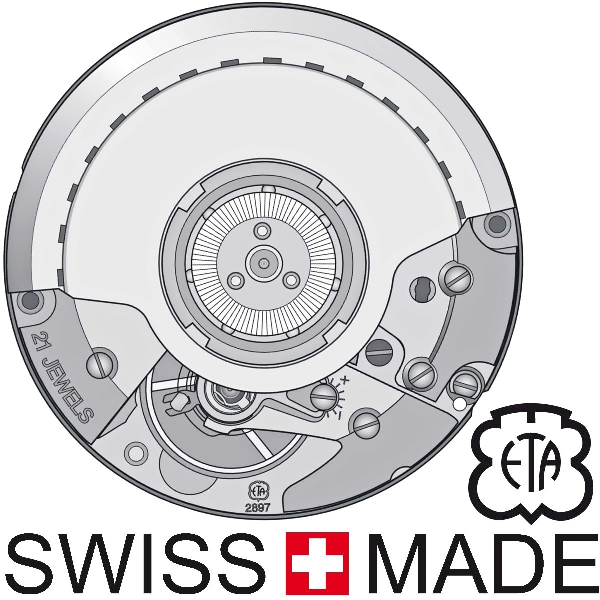 ETA 2897 Automatik-Uhrwerk mit Datum - Original ETA Uhrwerke online kaufen