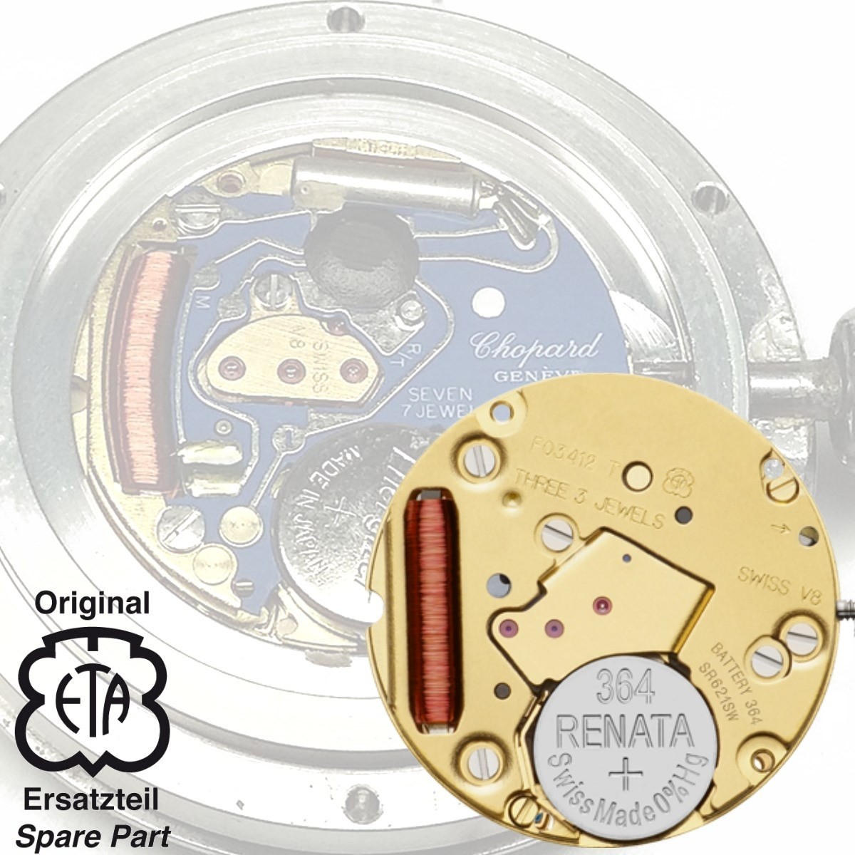 ETA 956.112 Quarzuhrwerk mit Sekunde und Datum Schweizer Quarzwerk gunstig online direkt