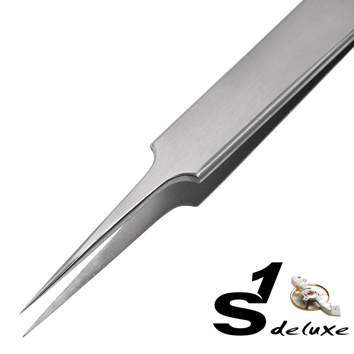 Uhrmacher Pinzette Edelstahl Antimagnetisch Steel Tweezer RUBIS SWISS MADE Form2