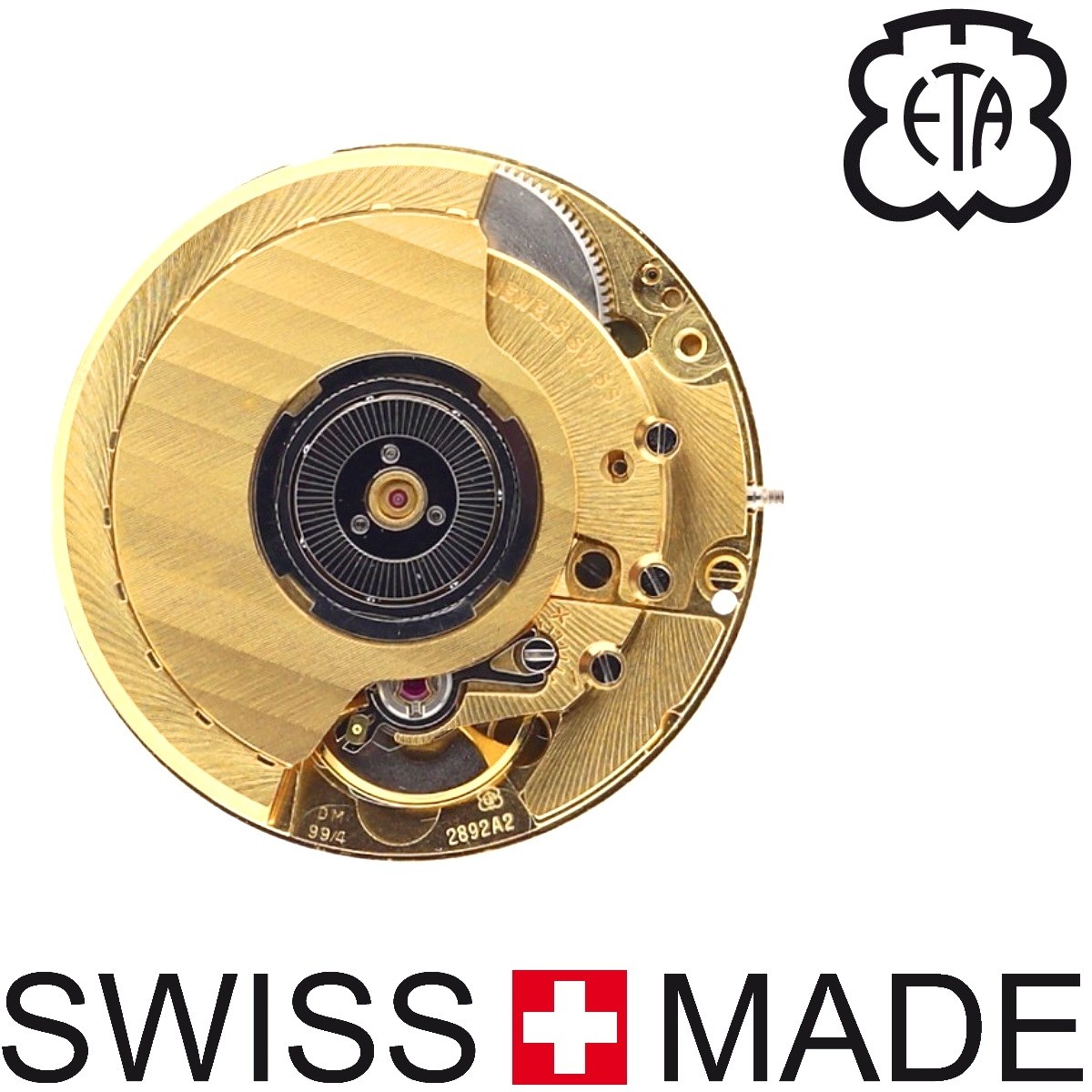 Aus der Schweiz ETA 2892 2 vergoldetes Automatik Uhrwerk mit Datum