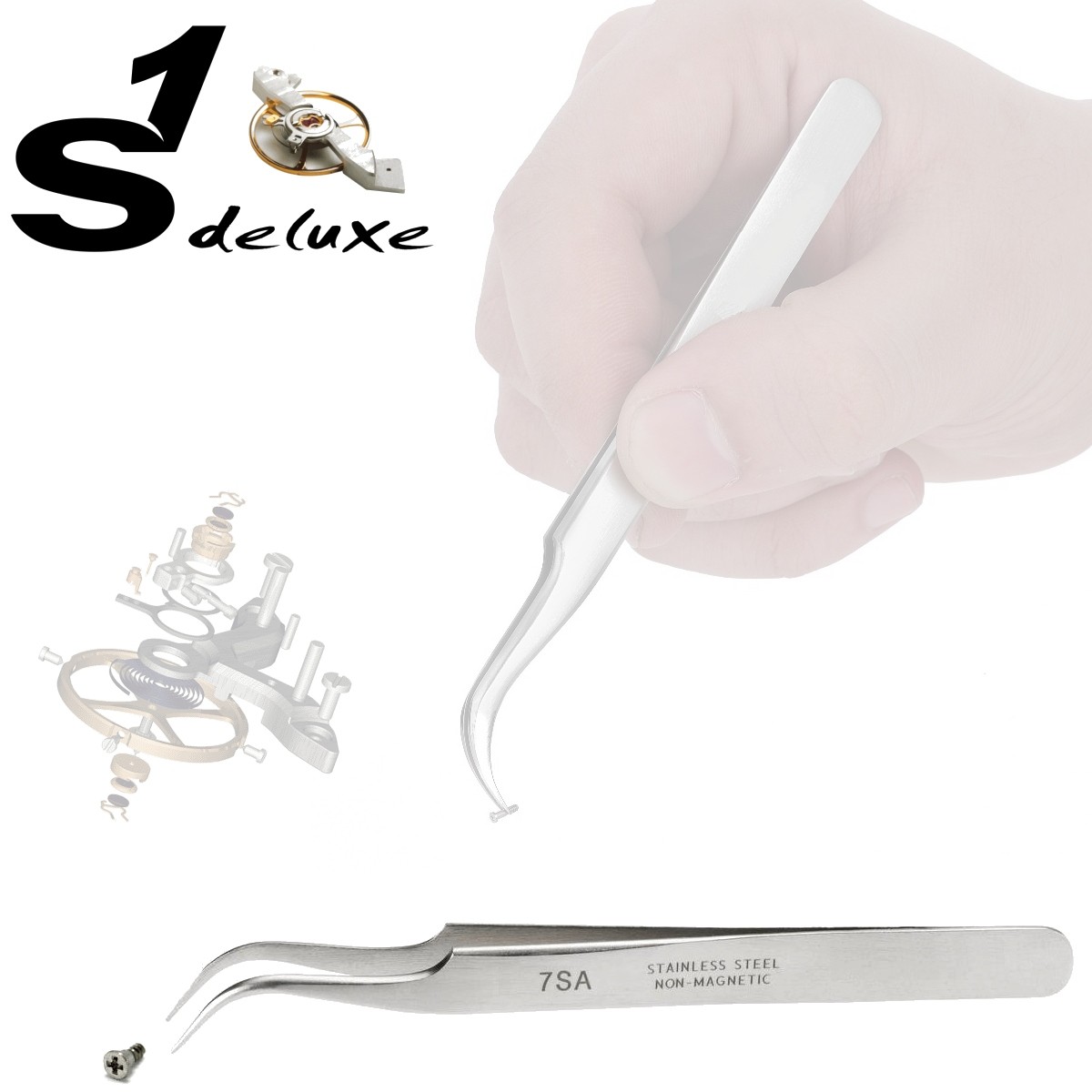 Jeweltool Gebogene Pinzette Aus Edelstahl – 115 Mm, Säurebeständig, Antimagnetisch, Für Schmuck & Modellbau