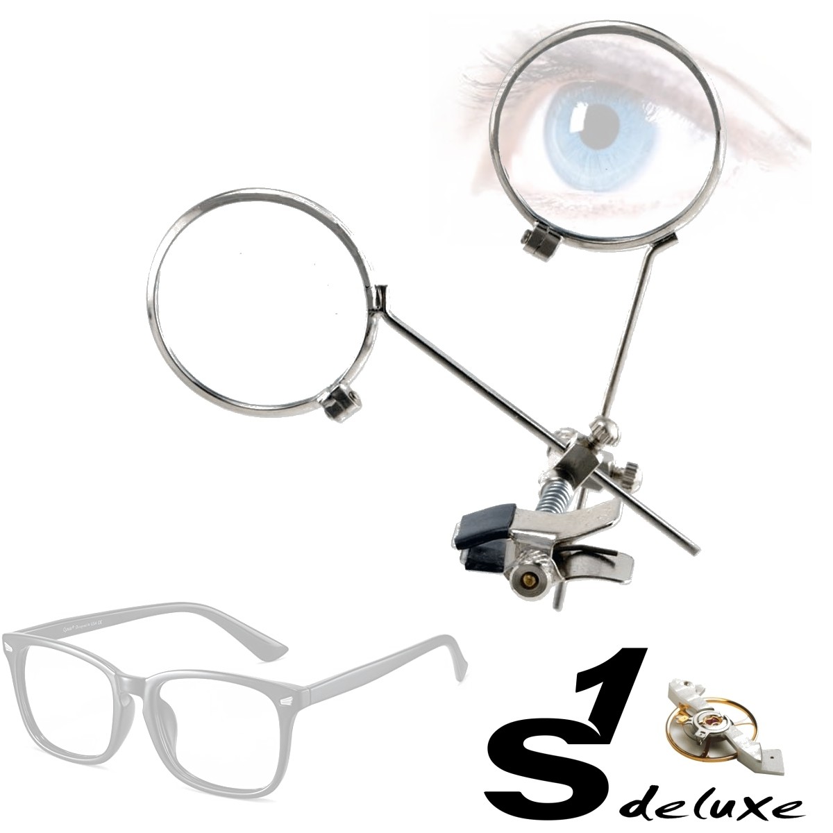 S1 Deluxe Clip-On-Uhrmacherlupe für Brillenträger