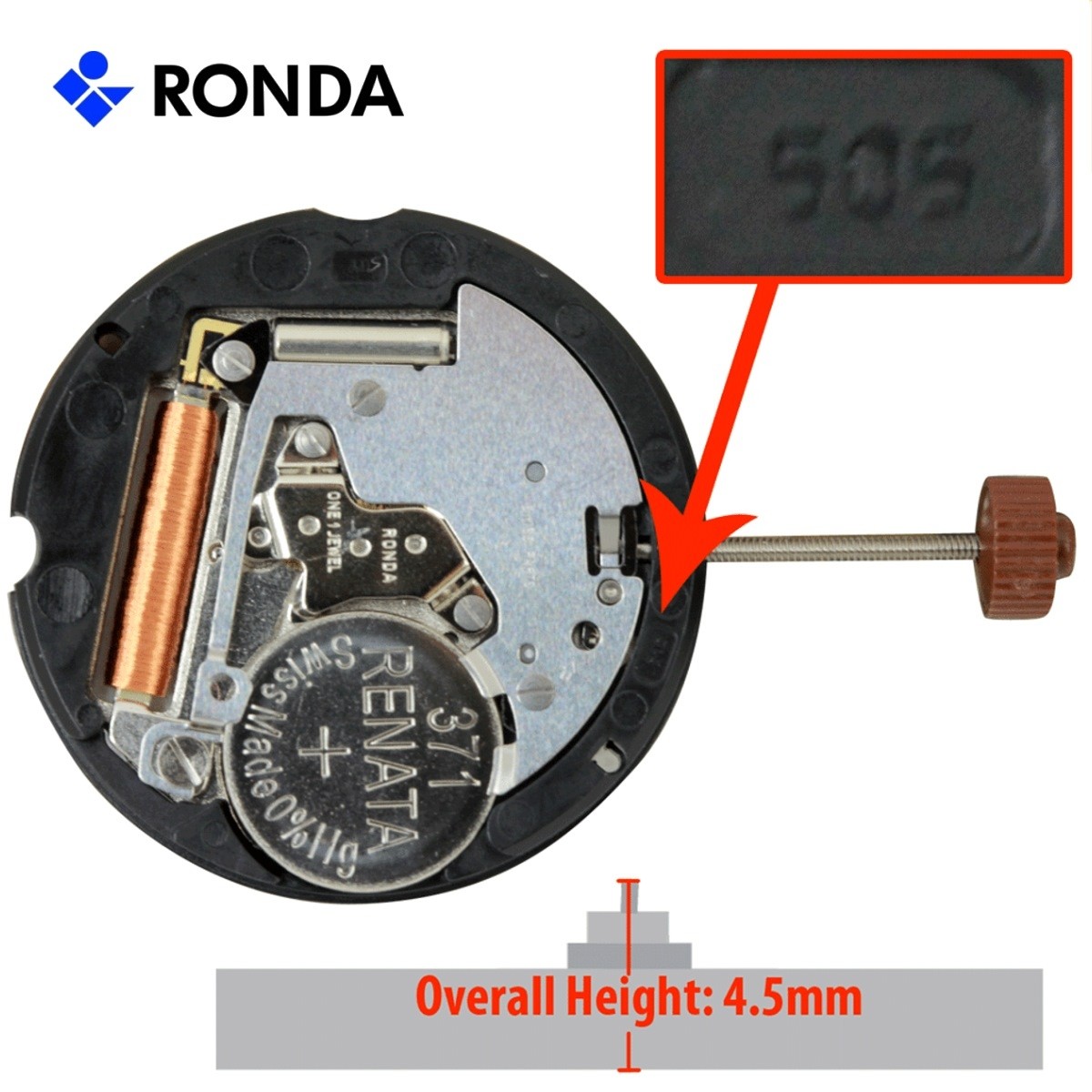 RONDA 505 Quarz Uhrwerk fur Armbanduhren Zuverlassige Quarzwerke vom Schweizer Qualitatsunternehmen