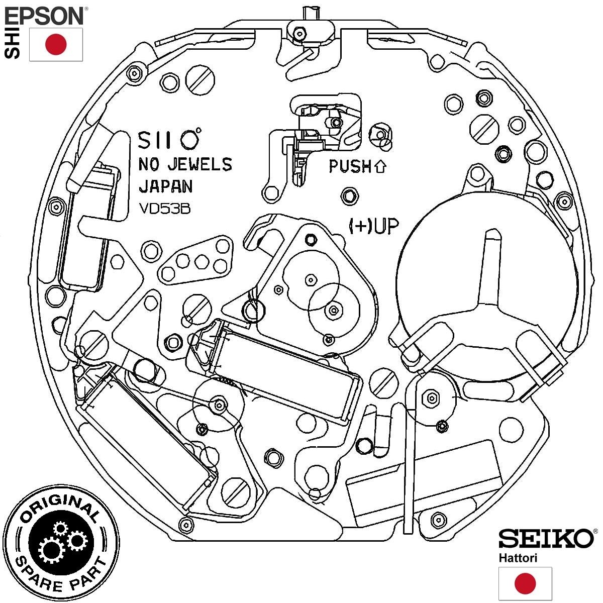 Hattori Quarz Chronograph Uhrwerk VD53 B TMI Seiko Quarzwerke direkt vom Fachhandel