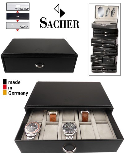 Stapelbare Uhrenbox mit Schublade SACHER VARIO 10S