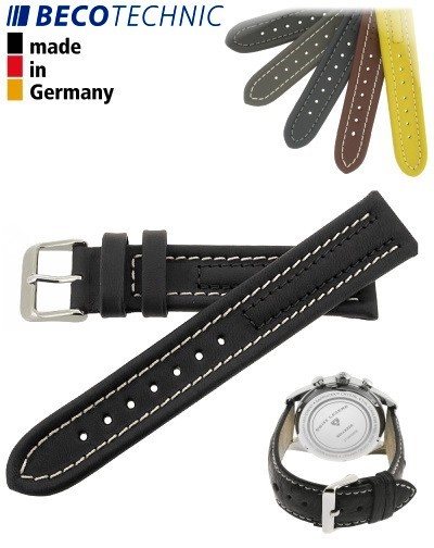 Armband Arizona Kalb 24mm schwarz / Edelstahl