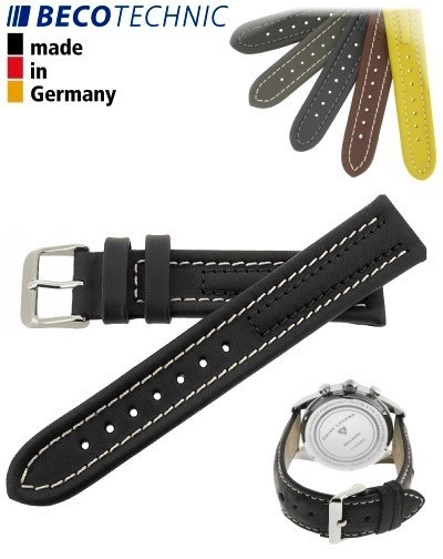 Armband Arizona Kalb 22mm schwarz / Edelstahl