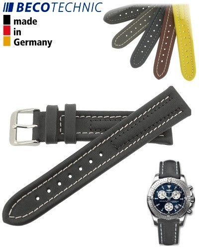 Armband Arizona Kalb 22mm anthrazit / Edelstahl  