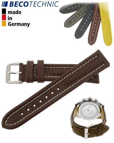 Lederarmband Arizona Kalb 18mm braun / Edelstahl