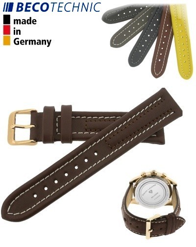 Lederarmband Arizona Kalb 18mm braun / gold