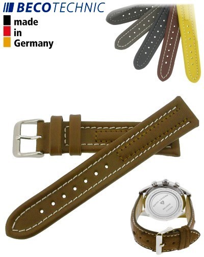 Armband Arizona Kalb 18mm cognac / Edelstahl  