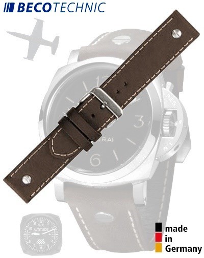 Lederarmband Beco Technic Chrono-Pilot braun 18mm 