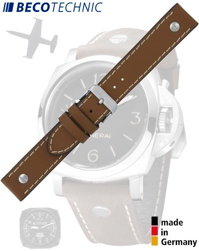 Lederband Beco Technic  Chrono-Pilot natur 22mm