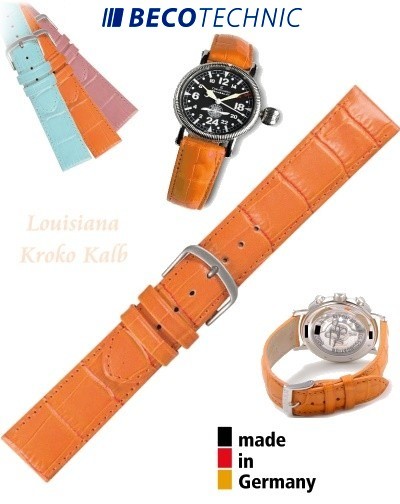 Uhrenarmband Louisiana Kroko Kalb orange 18mm