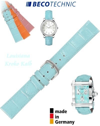 Uhrenarmband Louisiana Kroko Kalb türkis 18mm