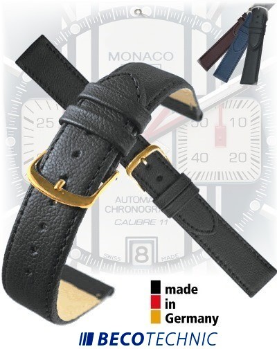 Uhrenarmband Leder BLACK NAPPA gold 18mm