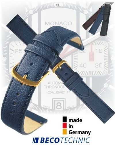 Uhrenarmband Leder NAPPA mitternachtsblau 22 gold