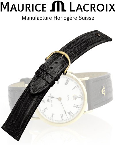 MAURICE LACROIX Lederband Teju-Eidechse 20 black/gold