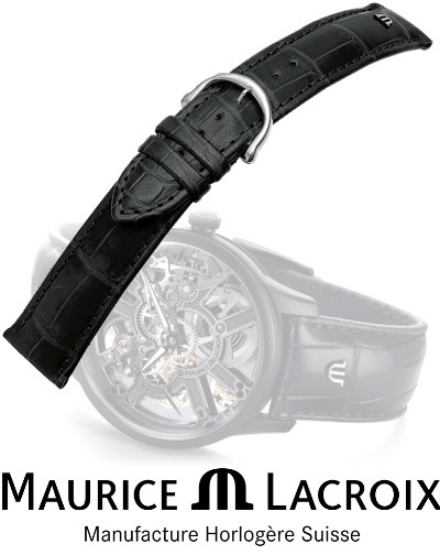 MAURICE LACROIX Lederband LOUISIANA black/stahl 18