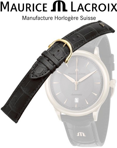MAURICE LACROIX Lederband LOUISIANA black/gold 20