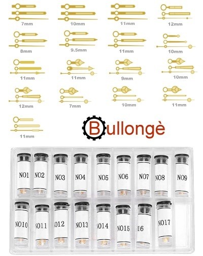 17 Sets moderne Uhrzeiger mit Leuchtfarbe golden ML17