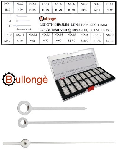 180 Zeiger für Armbanduhren im Baton-Style silber