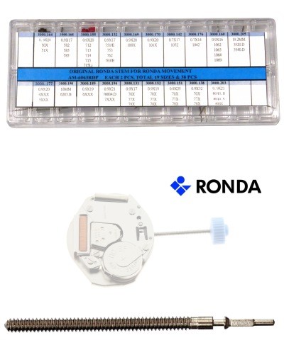 Set mit 38 original Ronda Aufzugwellen fur Uhrwerke Uhrenersatzteile Ersatzteile fur Ronda Kaliber
