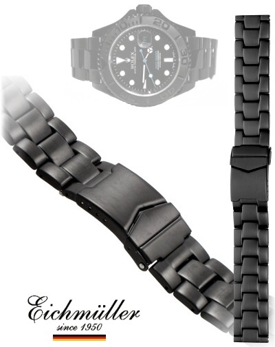 Edelstahlarmband OYSTER DESIGN matt schwarz 20mm