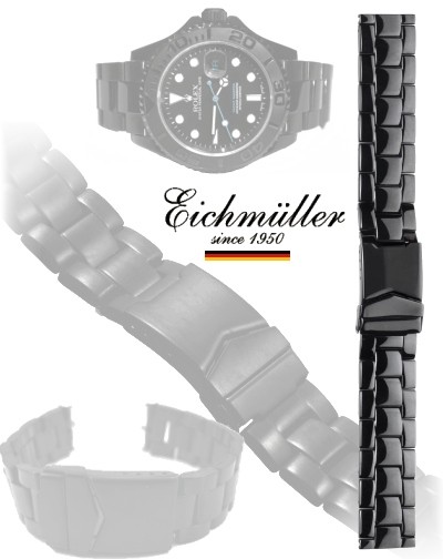 Edelstahlarmband OYSTER DESIGN schwarz poliert 22
