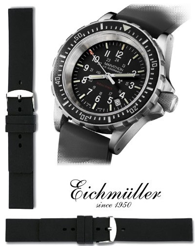 Silikonarmband DIVER schwarz 18mm