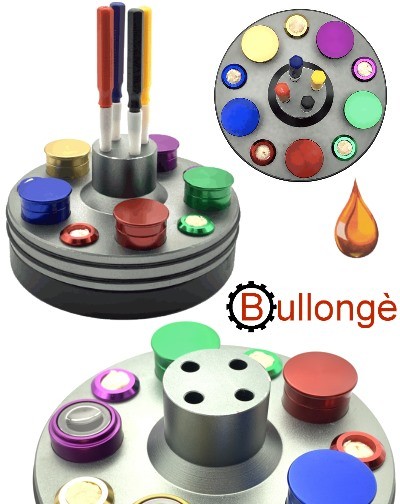 Ölblock auf Drehsockel 5 Ölbehälter 4 Ölgeber BULLONGÈ RX5
