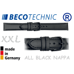 Uhrenarmband Leder ALL BLACK NAPPA 14mm XXL